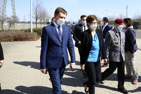 Pressetermin mit Annegret Kramp-Karrenbauer und Michael Kretschmer in Boxberg