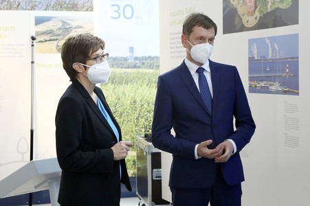 Pressetermin mit Annegret Kramp-Karrenbauer und Michael Kretschmer in Boxberg