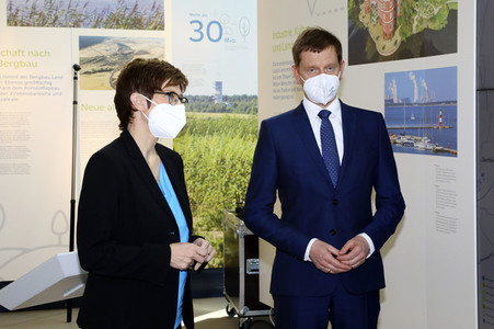 Pressetermin mit Annegret Kramp-Karrenbauer und Michael Kretschmer in Boxberg