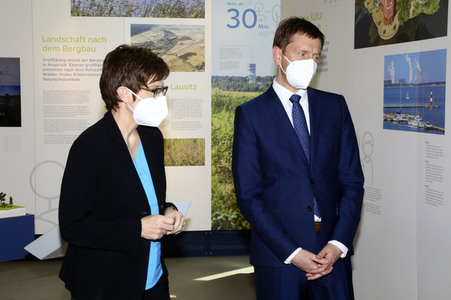 Pressetermin mit Annegret Kramp-Karrenbauer und Michael Kretschmer in Boxberg