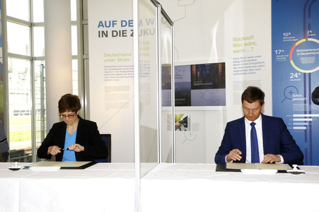 Pressetermin mit Annegret Kramp-Karrenbauer und Michael Kretschmer in Boxberg
