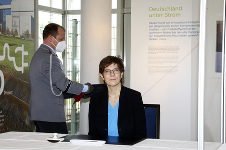 Pressetermin mit Annegret Kramp-Karrenbauer und Michael Kretschmer in Boxberg