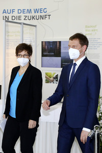Pressetermin mit Annegret Kramp-Karrenbauer und Michael Kretschmer in Boxberg