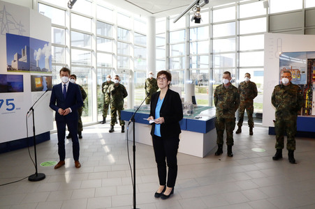 Pressetermin mit Annegret Kramp-Karrenbauer und Michael Kretschmer in Boxberg