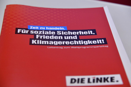 Pressekonferenz zur Wahlprogrammvorstellung der Partei Die Linke in Berlin