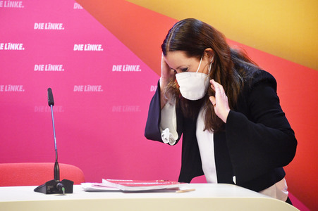 Pressekonferenz zur Wahlprogrammvorstellung der Partei Die Linke in Berlin