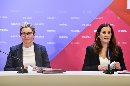 Pressekonferenz zur Wahlprogrammvorstellung der Partei Die Linke in Berlin