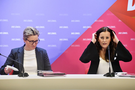 Pressekonferenz zur Wahlprogrammvorstellung der Partei Die Linke in Berlin