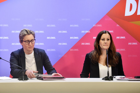 Pressekonferenz zur Wahlprogrammvorstellung der Partei Die Linke in Berlin