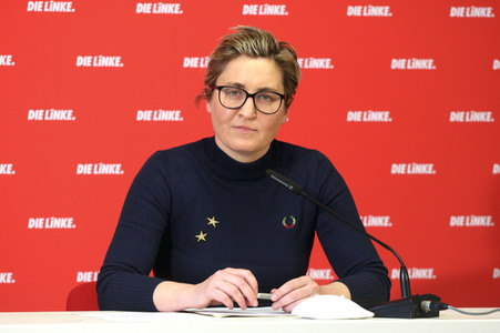 Pressekonferenz mit Susanne Hennig-Wellsow in Berlin