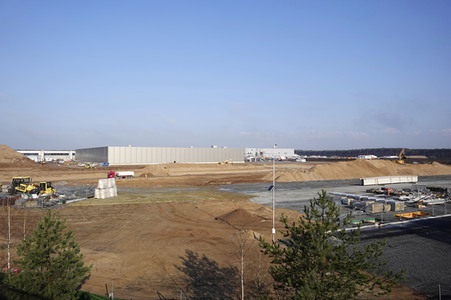 Baustelle der Tesla Gigafactory 4 in Grünheide