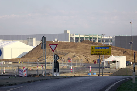 Baustelle der Tesla Gigafactory 4 in Grünheide