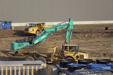 Baustelle der Tesla Gigafactory 4 in Grünheide