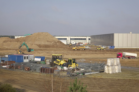 Baustelle der Tesla Gigafactory 4 in Grünheide
