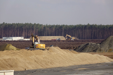 Baustelle der Tesla Gigafactory 4 in Grünheide