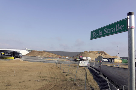 Baustelle der Tesla Gigafactory 4 in Grünheide