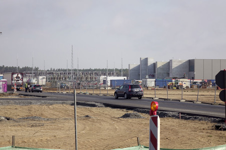 Baustelle der Tesla Gigafactory 4 in Grünheide