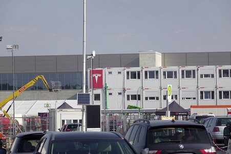 Baustelle der Tesla Gigafactory 4 in Grünheide