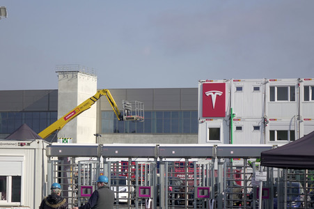 Baustelle der Tesla Gigafactory 4 in Grünheide