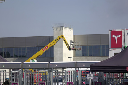 Baustelle der Tesla Gigafactory 4 in Grünheide