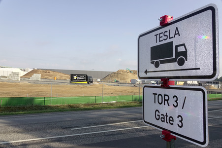 Baustelle der Tesla Gigafactory 4 in Grünheide