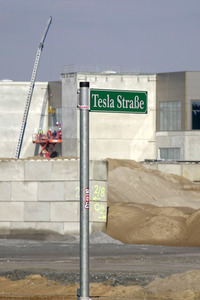 Baustelle der Tesla Gigafactory 4 in Grünheide
