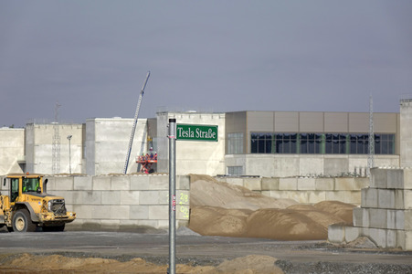 Baustelle der Tesla Gigafactory 4 in Grünheide