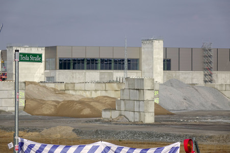 Baustelle der Tesla Gigafactory 4 in Grünheide