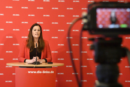 Pressekonferenz der Partei Die Linke zu aktuellen politischen Themen in Berlin