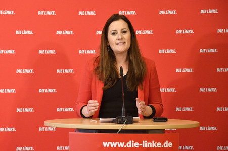 Pressekonferenz der Partei Die Linke zu aktuellen politischen Themen in Berlin