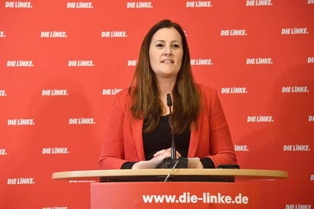 Pressekonferenz der Partei Die Linke zu aktuellen politischen Themen in Berlin