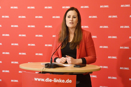Pressekonferenz der Partei Die Linke zu aktuellen politischen Themen in Berlin