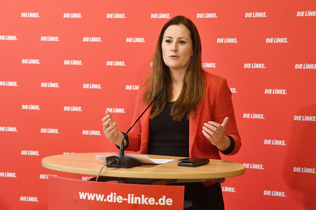 Pressekonferenz der Partei Die Linke zu aktuellen politischen Themen in Berlin