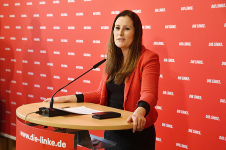 Pressekonferenz der Partei Die Linke zu aktuellen politischen Themen in Berlin