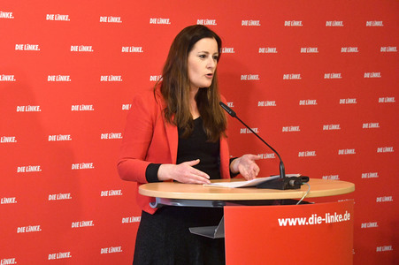 Pressekonferenz der Partei Die Linke zu aktuellen politischen Themen in Berlin