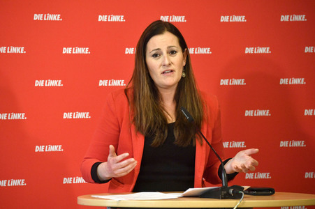 Pressekonferenz der Partei Die Linke zu aktuellen politischen Themen in Berlin