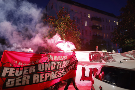 Demonstration für den Erhalt von 'Köpi 137' in Berlin