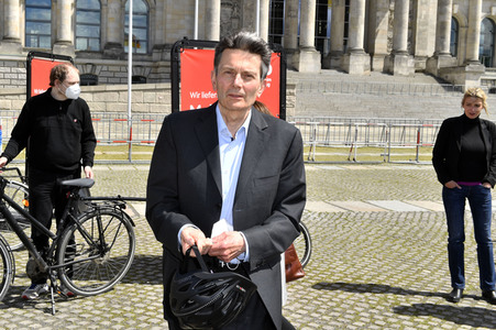 Fototermin der SPD zur sozialdemokratischen Erfolgsbilanz in Berlin