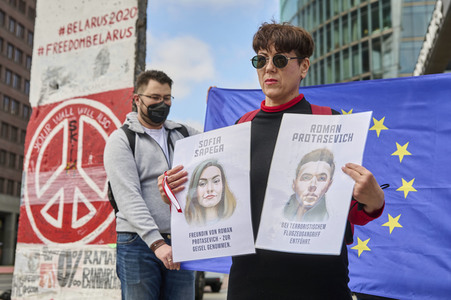 Demonstration für die Freilassung von Roman Protasevich in Berlin