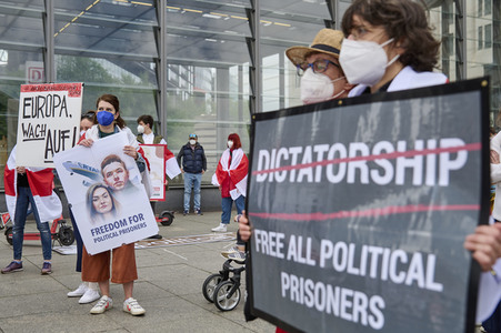 Demonstration für die Freilassung von Roman Protasevich in Berlin