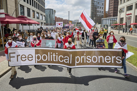 Demonstration für die Freilassung von Roman Protasevich in Berlin