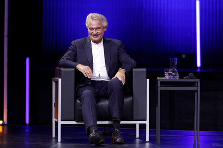 Gerald Knaus, Isabel Schayani und Jean Asselborn auf der lit.Cologne 2021 in Köln