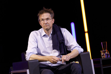 Gerald Knaus, Isabel Schayani und Jean Asselborn auf der lit.Cologne 2021 in Köln