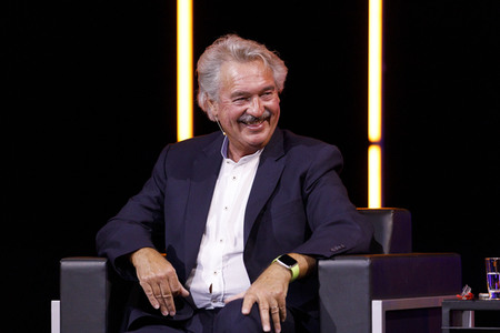 Gerald Knaus, Isabel Schayani und Jean Asselborn auf der lit.Cologne 2021 in Köln