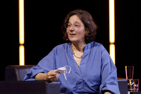 Gerald Knaus, Isabel Schayani und Jean Asselborn auf der lit.Cologne 2021 in Köln