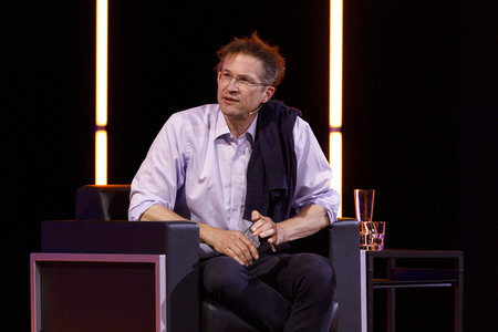 Gerald Knaus, Isabel Schayani und Jean Asselborn auf der lit.Cologne 2021 in Köln