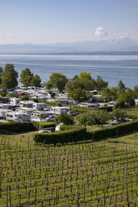 Vollbesetzter Campingplatz in Hagnau am Bodensee
