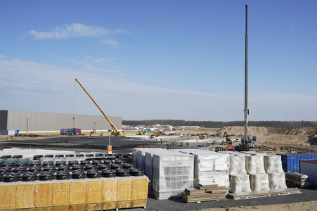 Baustelle der Tesla Gigafactory 4 in Grünheide