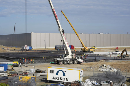 Baustelle der Tesla Gigafactory 4 in Grünheide