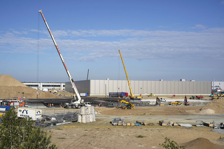 Baustelle der Tesla Gigafactory 4 in Grünheide